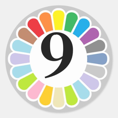 colorful number 9 sticker