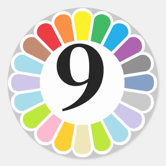 colorful number 9 sticker (Front)