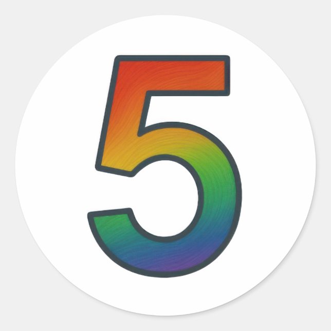Colorful Number Five Sticker (Front)