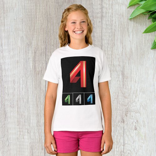 Colorful Number Four Girls T_Shirt