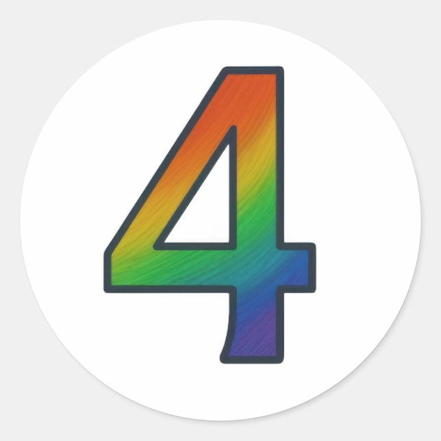 Colorful Number Four Sticker (Front)