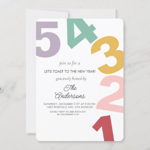 Colorful Number New year eve Party Invitation
