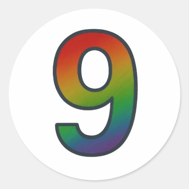 Colorful Number Nine Sticker (Front)