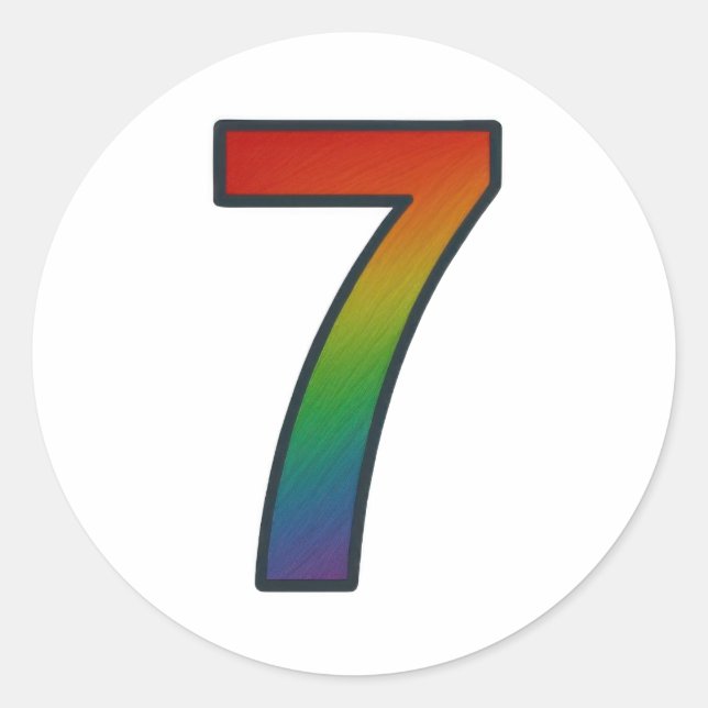 Colorful Number Seven Sticker (Front)
