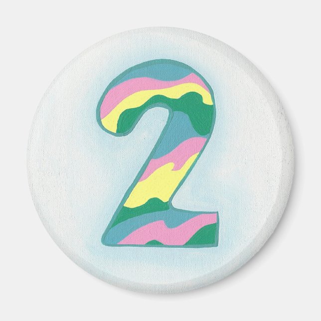 Colorful Number Two Magnet by CherylsArt (Front)
