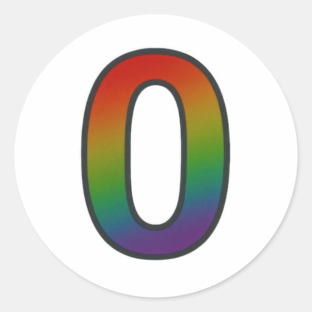 Colorful Number Zero Sticker (Front)