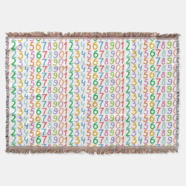 Colorful Numbers Pattern Throw Blanket (Front)