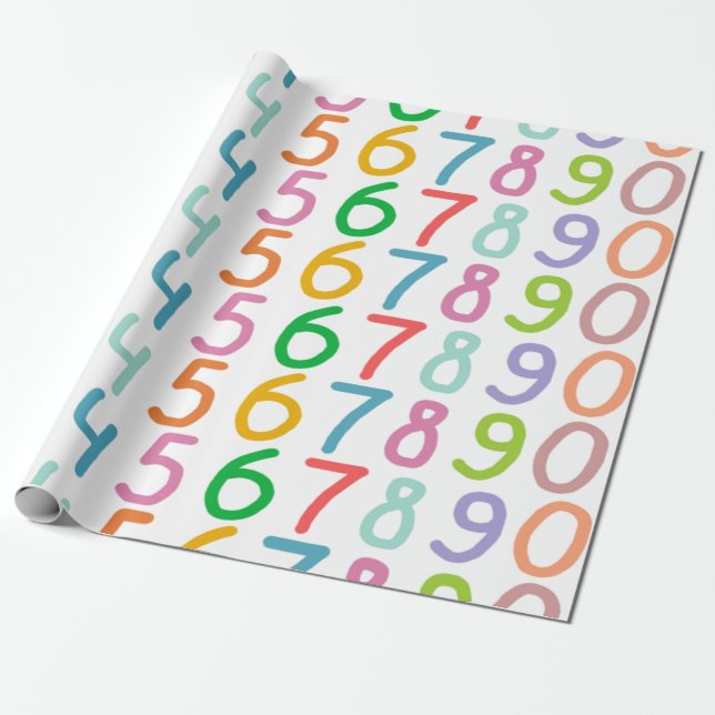 Colorful Numbers Pattern Wrapping Paper (Unrolled)