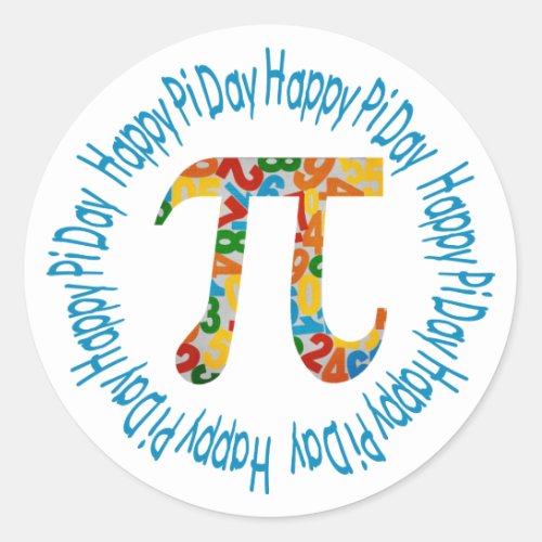 Colorful Numbers Pi Day Gifts and Tees Classic Round Sticker