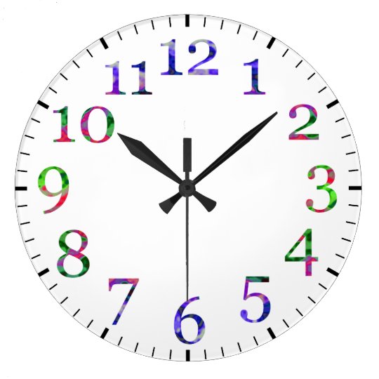 Colorful numbers wall clock. large clock | Zazzle.com