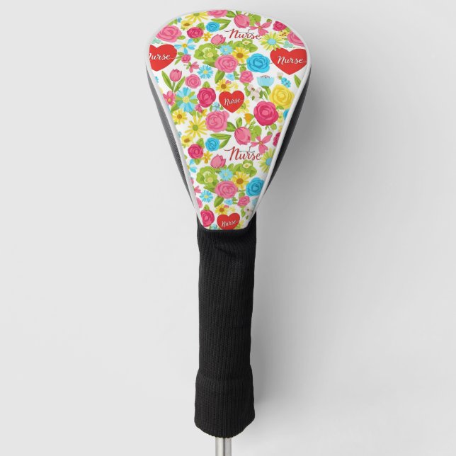 Colorful Nurse Floral Pattern (2) Golf Head Cover (Front)