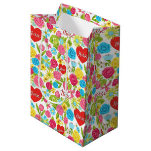 Colorful Nurse Floral Pattern (2) Medium Gift Bag