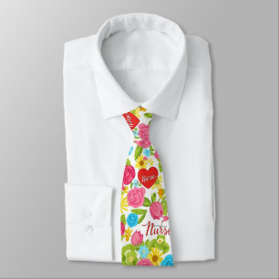 Colorful Nurse Floral Pattern (2) Neck Tie