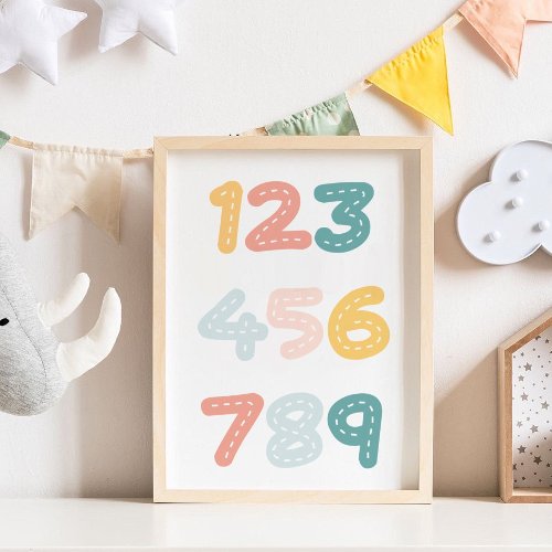 Colorful Nursery Cute Numbers Poster