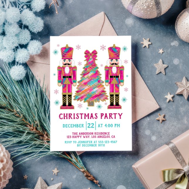 Colorful Nutcracker  Christmas Tree Party Invitation (Creator Uploaded)