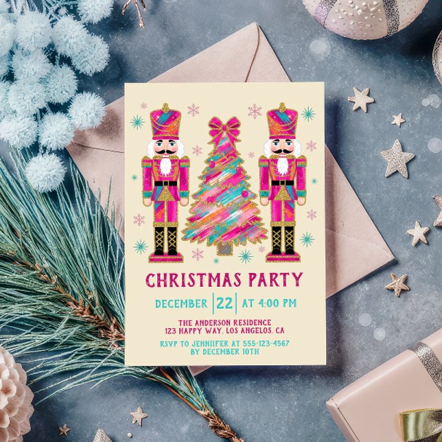 Colorful Nutcracker & Glitter Christmas Party Invitation (Creator Uploaded)