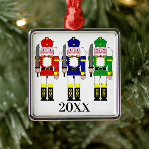 Colorful Nutcracker Soldiers Christmas Metal Ornament