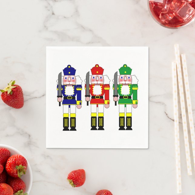 Colorful Nutcracker Soldiers Christmas Napkins (Insitu)