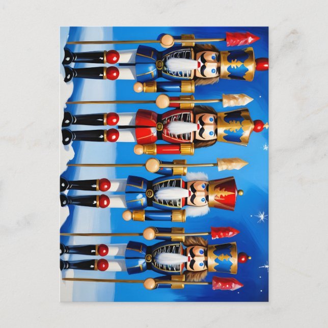 Colorful nutcrackers scene postcard (Front)