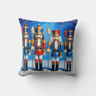 Colorful nutcrackers scene throw pillow