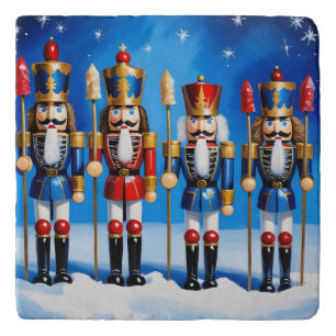 Colorful nutcrackers scene trivet