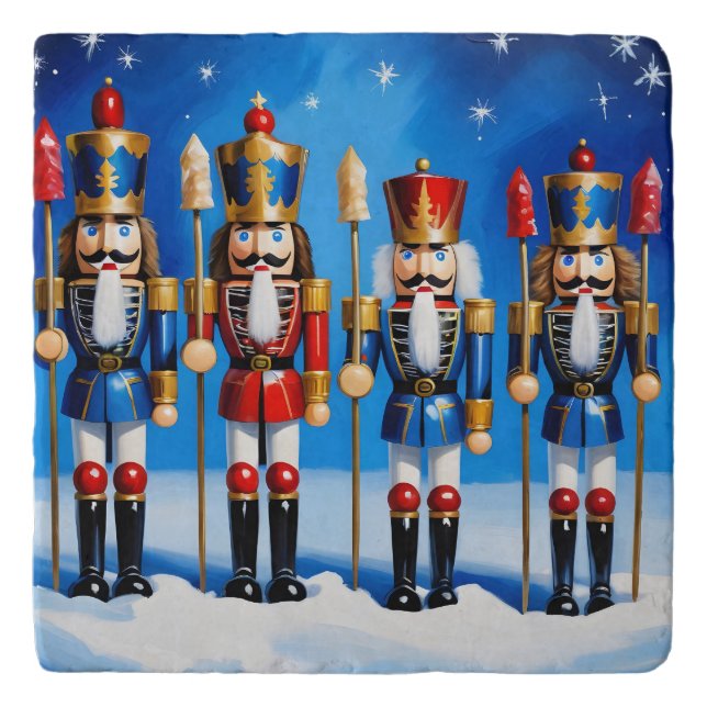 Colorful nutcrackers scene trivet (Front)