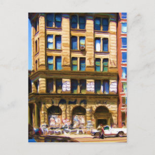 Colorful NYC Streetcorner Postcard