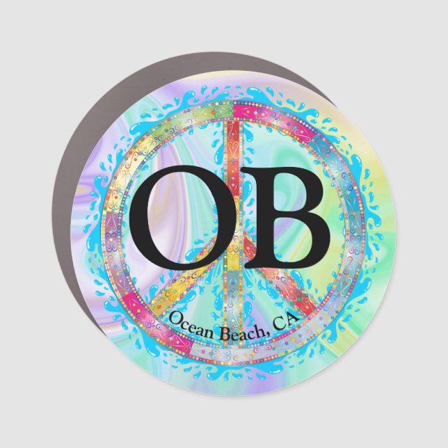 Colorful OB Ocean Beach California Peace Sign (Front)