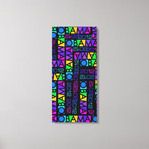 Colorful OBAMA 2012 canvas print, 14 x 30 inches