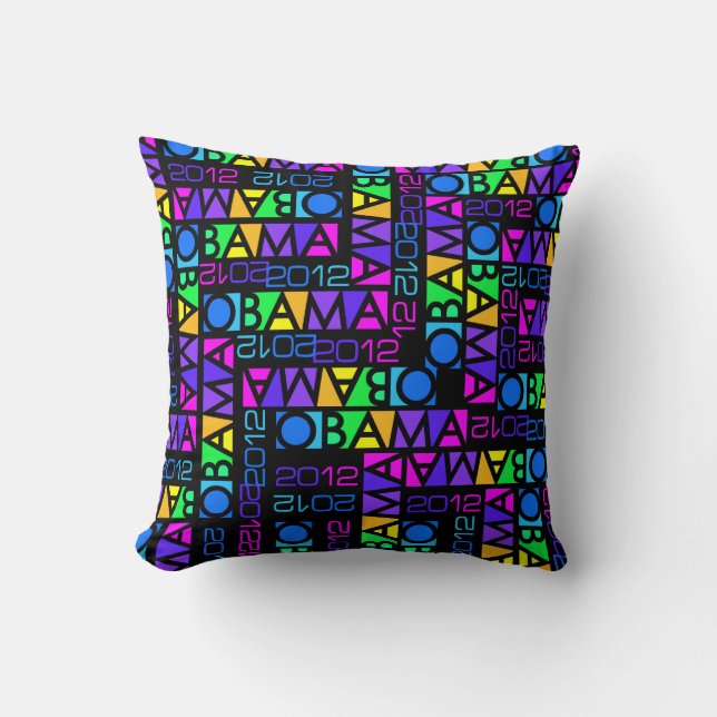 Colorful Obama 2012 throw pillow (Front)