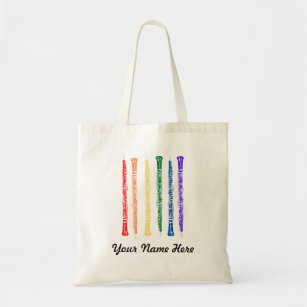 Colorful Oboe Oboist Player With Name Double Reed Tote Bag