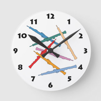 Colorful Oboe Round Clock