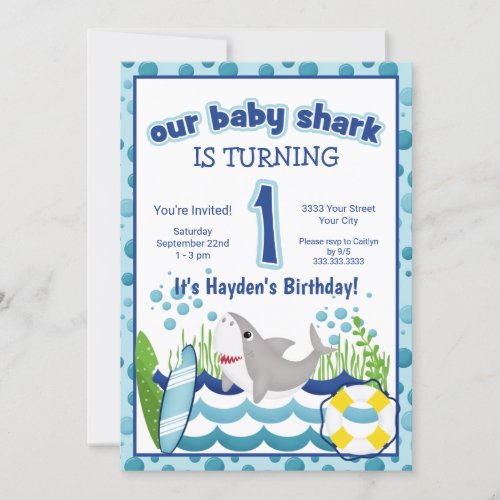Colorful Ocean Beach Shark 1st Birthday