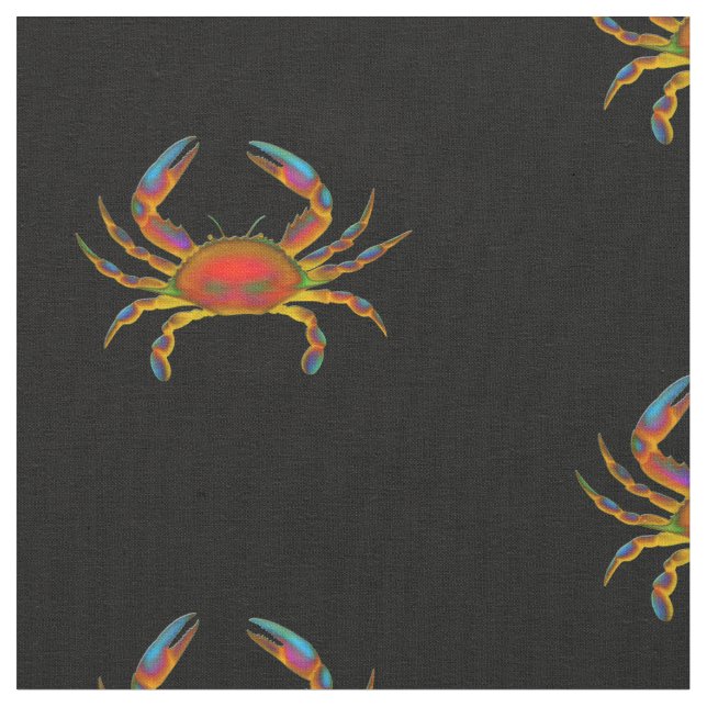 Colorful Ocean Crab Cotton Fabric (Close Up)