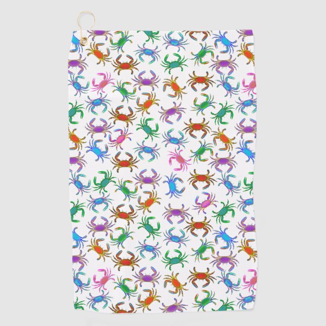 Colorful Ocean Crab Golf Towel (Front)