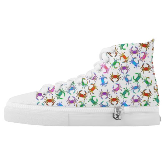 Colorful Ocean Crabs High Top Sneakers (Left Shoe Outside)