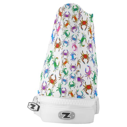 Colorful Ocean Crabs High Top Sneakers (Left Shoe Back)