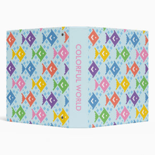 Colorful Ocean Fish Pattern 3 Ring Binder