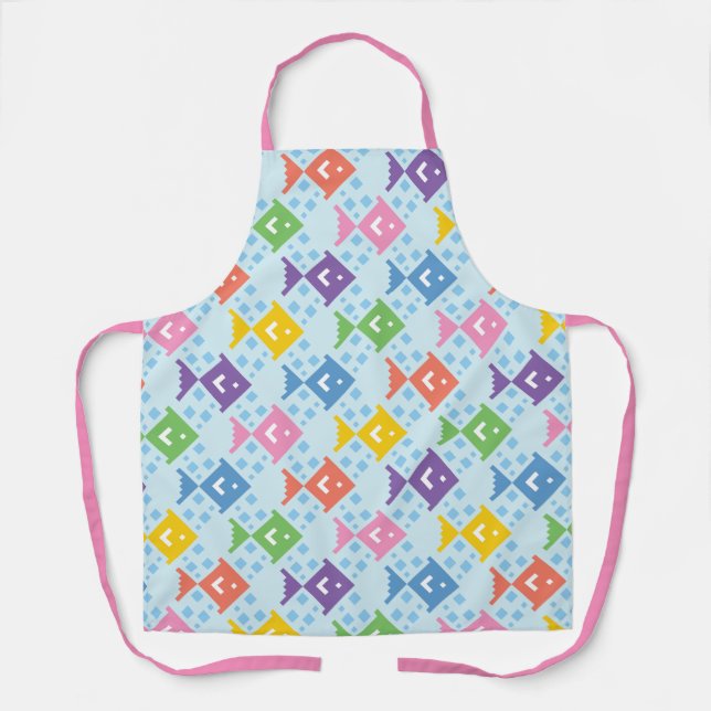 Colorful Ocean Fish Pattern Apron (Front)