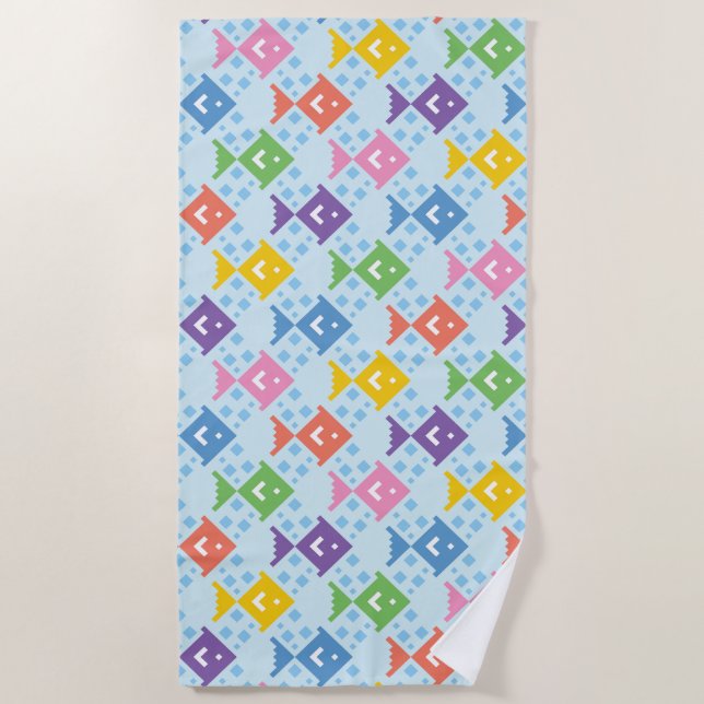 Colorful Ocean Fish Pattern Beach Towel (Front)