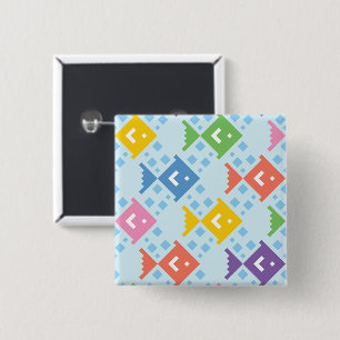 Colorful Ocean Fish Pattern Button