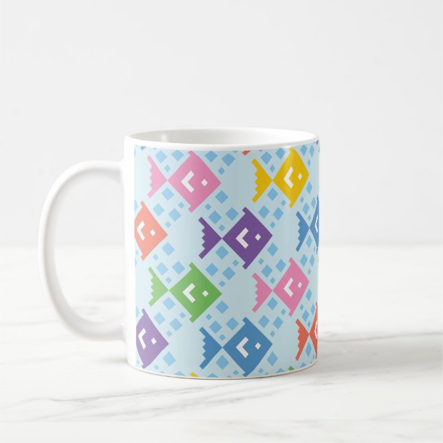 Colorful Ocean Fish Pattern Coffee Mug (Left)
