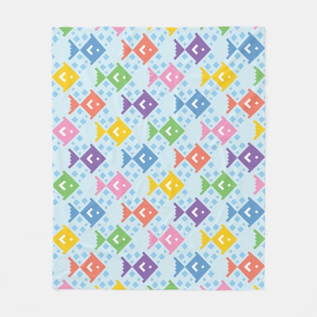 Colorful Ocean Fish Pattern Fleece Blanket (Front)