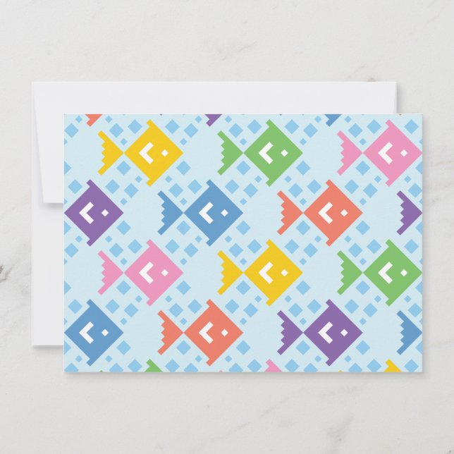 Colorful Ocean Fish Pattern Greeting Card (Back)