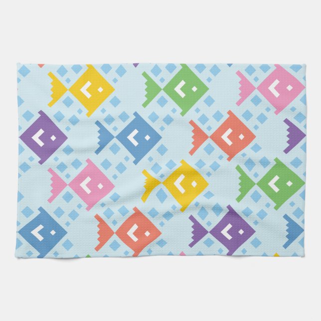 Colorful Ocean Fish Pattern Kitchen Towel (Horizontal)