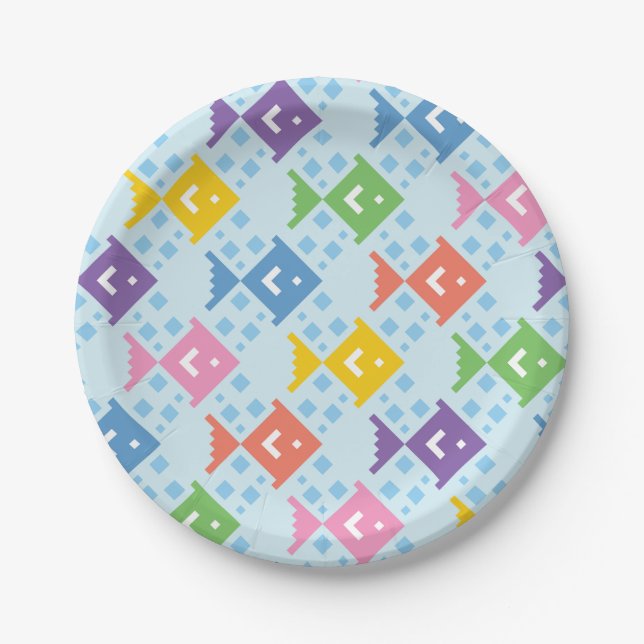 Colorful Ocean Fish Pattern Paper Plates (Front)