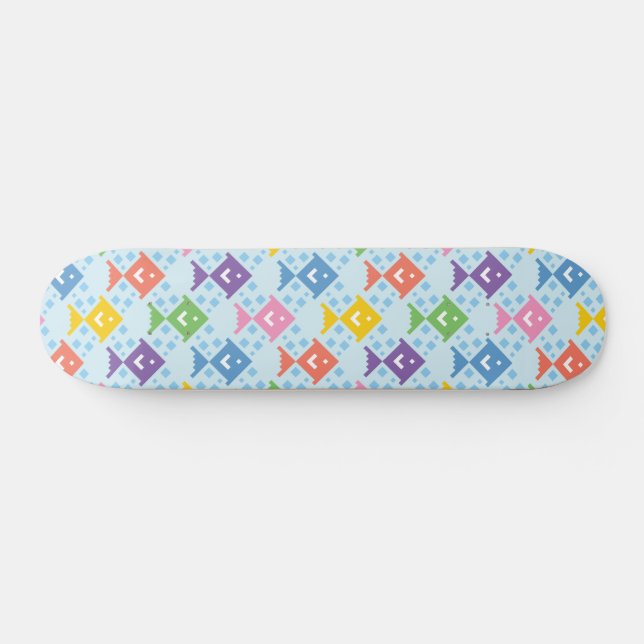 Colorful Ocean Fish Pattern Skateboard (Horz)