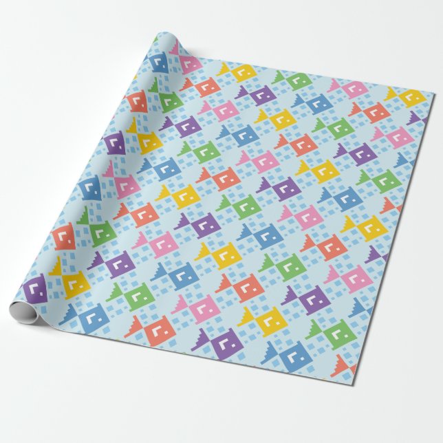 Colorful Ocean Fish Pattern Wrapping Paper (Unrolled)