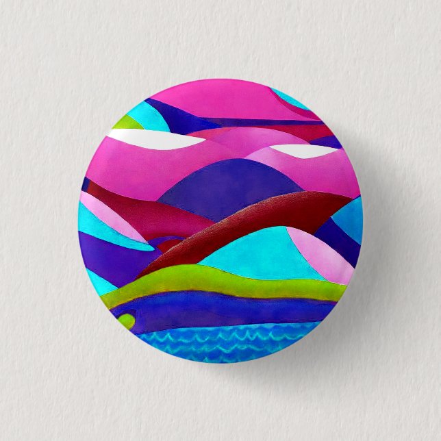 Colorful Ocean Hills Button (Front)