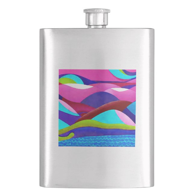 Colorful Ocean Hills Flask (Front)